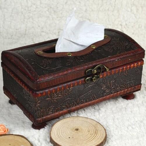 21*12*11CM Elegant Crafted Wooden Antique Handmade Old Removable Old Tissue Box Home Living Room Tissue Box For Daily Use