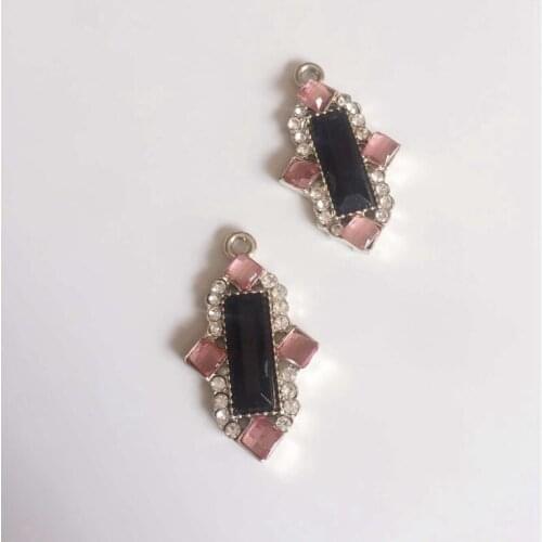 31*18MM 16Pcs/Pack Black Crosses Glass Crystal KC Gold Charms Alloy Beads Jewelry Pendants