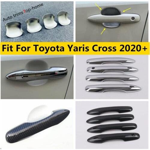 ABS Carbon Fiber Look / Chromium Styling Door Handle / Bowl Car Cover Trim Stickers Accessories For Toyota Yaris Cross 2020 2021