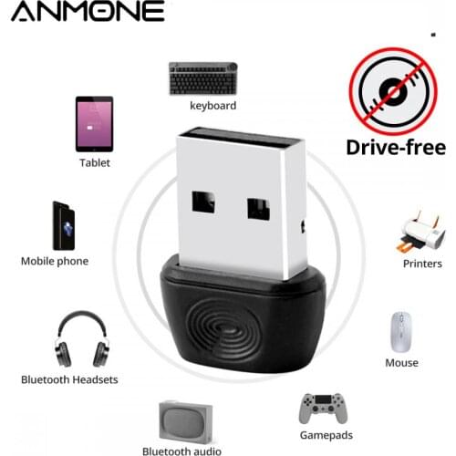 ANMONE Mini Wireless USB Bluetooth-Compatible Dongle Adapter 5.0 Music Audio Receiver Transmitter for PC Computers Laptop