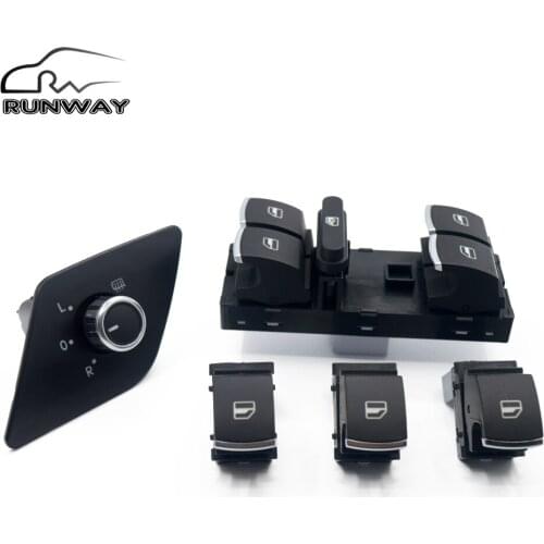 Free Shipping! Chrome Power Electric Rear Side Mirror Master Single Window Switch Button Set For VW Jetta MK6 5PCS SET