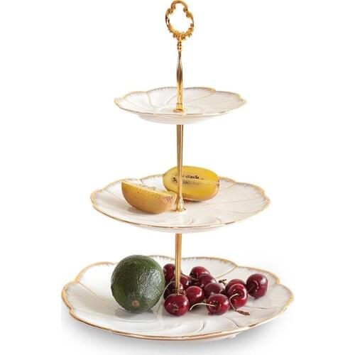 European-Style Bone China Fruit Bowl Afternoon Tea Dessert Plate Two or Three Layers Of Fruit Baskets Ceramic Tray Cake Tray