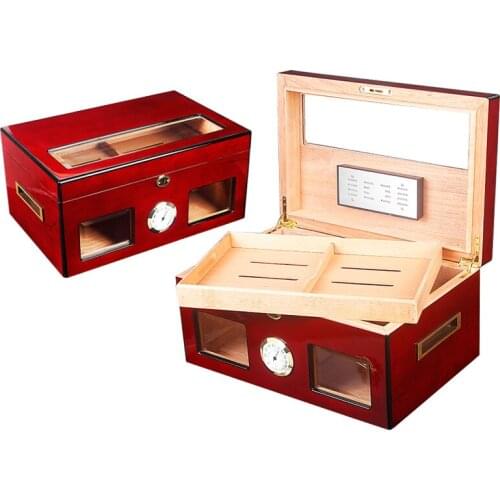 Large Cigar Storage Box Luxury Cedar Wood Cigar Humidor with Hygrometer Humidifier Cabinet Smoking Case Tobacco Accessories