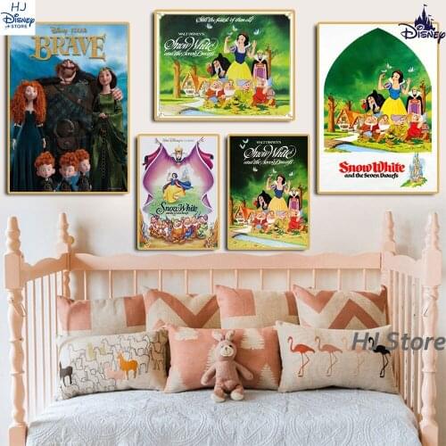 Disney Cartoon Snow White and Evil Queen Printings Canvas Wall Art Painting Merida and Angus Prints Posters for Home Decor Gift