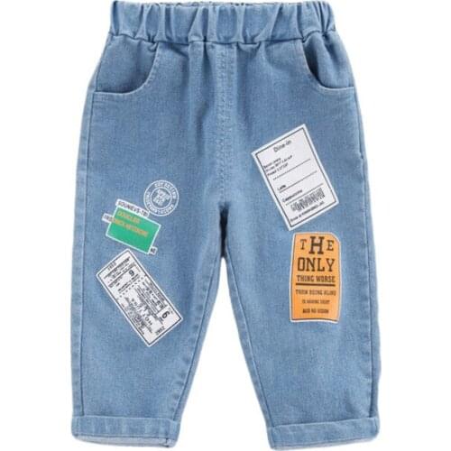 New Autumn Baby Boys Girls Casual Clothes Children Letter Jeans Pants Spring Toddler Casual Costume Infant Kids Fashion Trousers