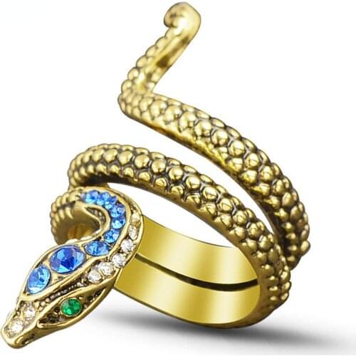 Miqiao Punk Personality Vintage Domineering Sankelike Inlay Zircon Alloy Rings for Men Women Family Friend Fashion Gift Jewelry