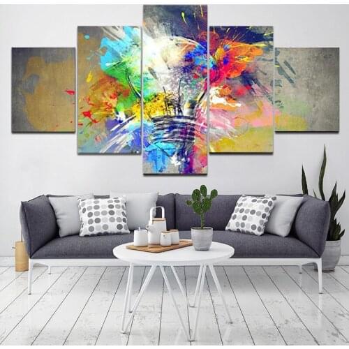 Colorful light Abstract Art Wall Printed Canvas 5 Panel Landscapes Pictures For Living Room Bedroom Modern Home Decoration