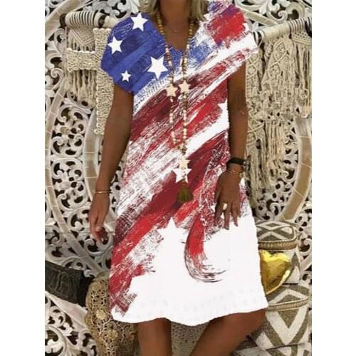 Summer Stars Striped Print Patchwork Blouse Women Retro V Neck Short Sleeve Loose Shirts Casual Streetwear Tops Blusa 5XL