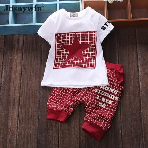 Summer Children Suits Kids Girls Boys Print Cotton Student Tracksuit 2 Pieces Sets Short Sleeve Top+pants Baby Clothes Sets