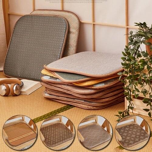 Summer Cool Rattan Mat Ice Silk Cushion For Home Dining Chair Office Chair Car Breathable 40x40cm Square Rattan Cushion Seat Pad