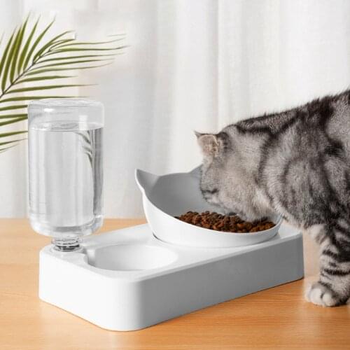 Double Pet Bowl Automatic Water Feeder Food Dishes With Raised Stand For Dog Cat Protection Cervical Pets Feeding Drinking Bowls