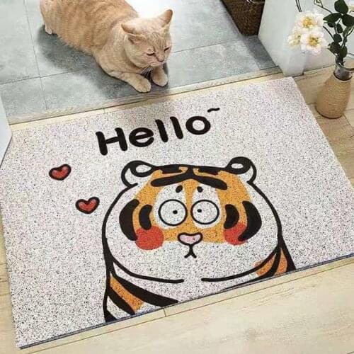 Cartoon Tiger Sand Scraping Dust Door Entrance Doormat Hallway Bath Non-slip Rug Dust Removal Carpet Wire Loop Footpad Doormat