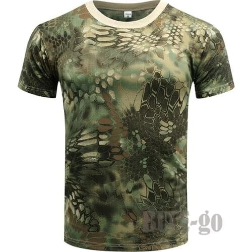 Mens Camo Shirt Short Sleeve Quick Dry T-Shirt Combat Tactical Camouflage Outdoor Hunting Shirts Military Army T Shirt