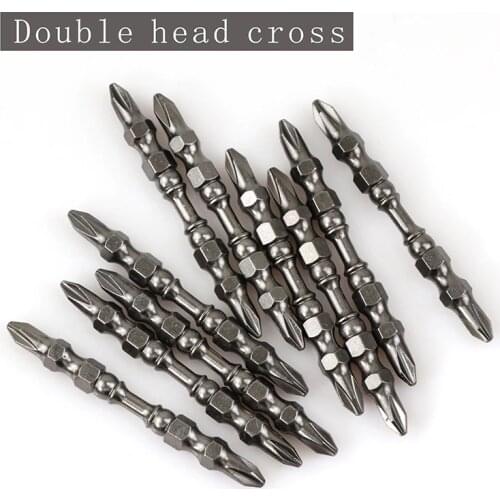 10pcs Phillips Screwdriver Bit Set Double Head ph2 Screw driver Bits Precision Impact Magnetic Ring Screwdrivers 65mm Anti Slip