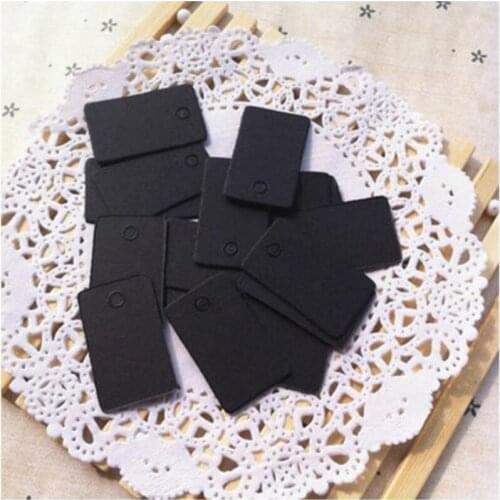 3.3*2cm Latest Clothing Accessories Hang Tag Pure Manual Black Cardboard Square Small Label With Hemp Rope 500pcs/lot