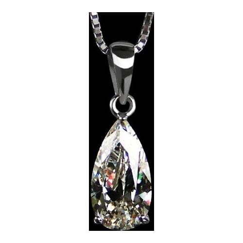 Solid Platinum PT950 3CT Water Drop Style Diamond Engagement Pendants Women Lovely Gift For Girl 45CM Sterling Silver Chain a
