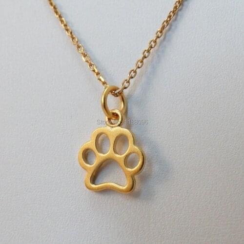 Tiny Paw Necklace 24k Gold Plated Dog Cat tag cheap custom metal pet dog tags cut out paw shape