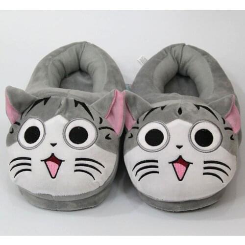 Cheese Cat Sweet Cat Plush Slippers Funny Shoes Women Cute Girls Home Warm Cotton Shoes