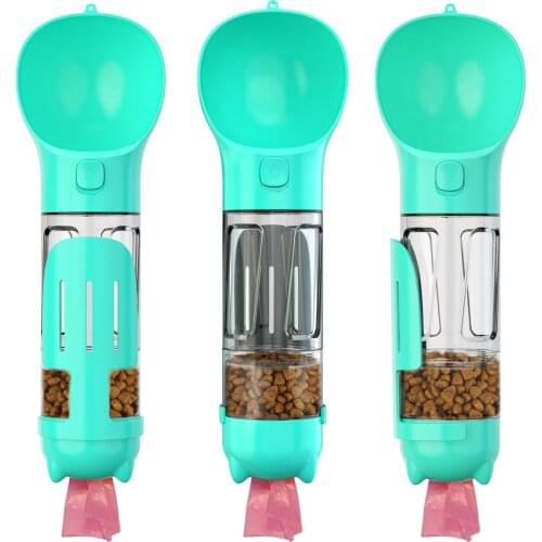 Portable Pet Cat Dog Water Bottle Feeder Drinking Bowl Dispenser With Poop Shovel Plastic Bags Leak Proof Lock Pet Products Sale
