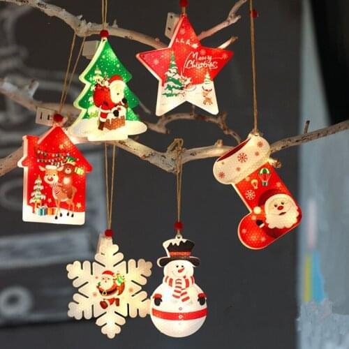 Christmas Tree Santa Snowman Snowflake LED Fairy Lights Christmas Decoraitons for Home Room Navidad Decor New Year Gifts Noel