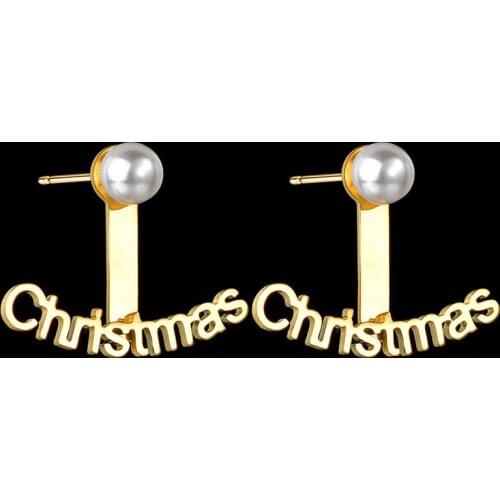 Custom Name Pearl Stud Earrings Stainless Steel Personalized God Letter Number Anime Piercing Stud Earring Girl Featival Gifts