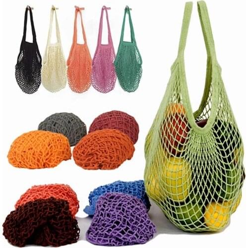 Totes Mesh Bag Portable Reusable Grocery Bags for Fruit Vegetable Bag Cotton Mesh String Organizer Handbag Short Bags Tote