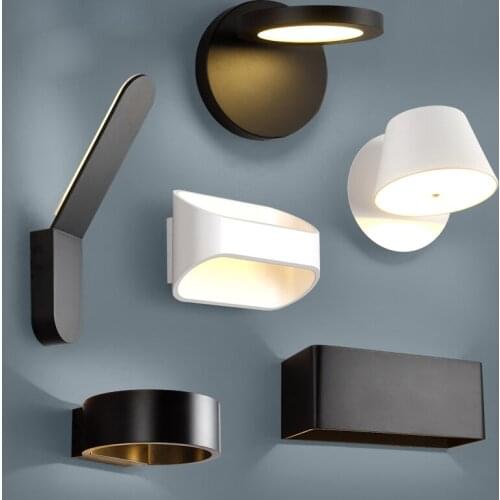 Modern Simple Geormetry LED Aluminum Pure White Black Project Aisle Lamp for Bedside Corridor Aisle Home Lighting Decoration