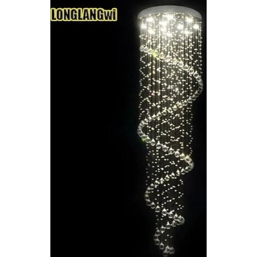 New Modern LED K9 Crystal Chandeliers Light Crystal Spiral staircase Chandelier Lighting