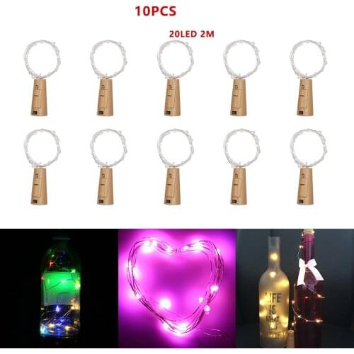 String Light Wine Bottle Lights 20 LED Copper Wire Decor String Lamp DIY Festival Party Wine Stopper Photography Prop Decor