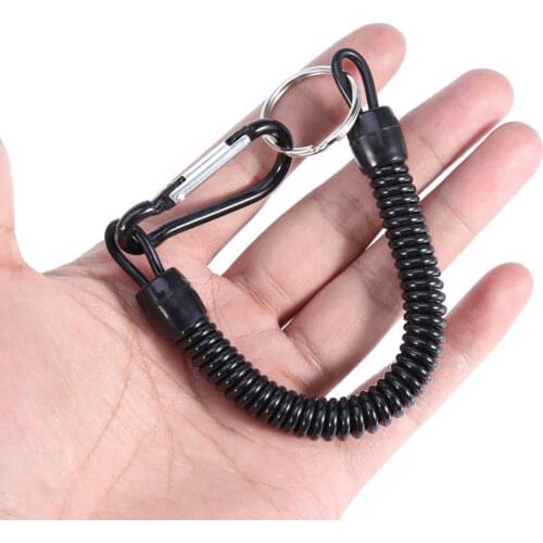 Camping Tactical Retractable Plastic Spring Elastic Rope Security Airsoft Outdoor Hiking Anti-lost Phone Keychain Elastic Rope