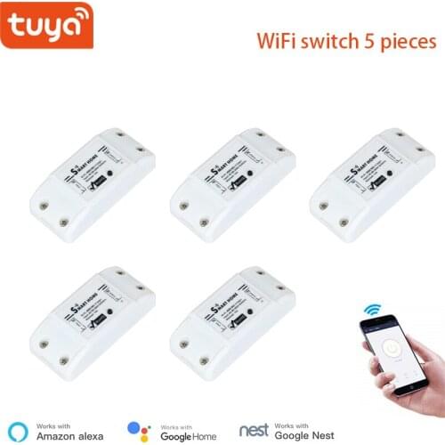 Tuya Basic Smart Remote Control Wifi Switch 5 pieces Compatible with Alexa DIY Your Home via iPhone Android Smart Life App