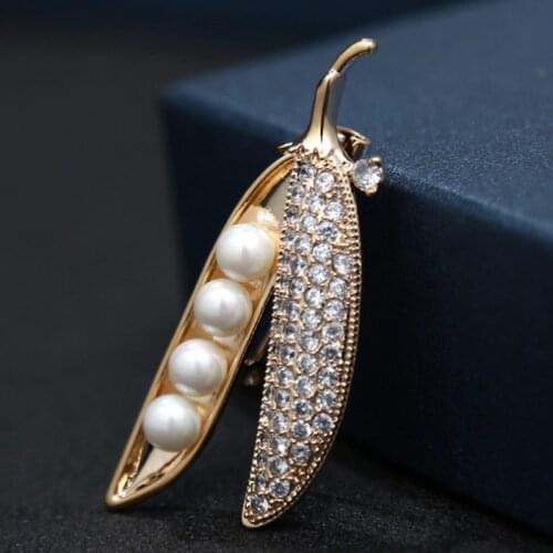 Zlxgirl jewelry high quality AAA zirconia Beans shape brooches bouquet brand copper wedding anniversary pearl brooch bouquet