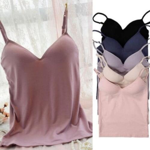 New Fashion Women Sexy Padded Bra Camisoles Tanks Tops Push Up Bra Vest V Neck Sleeveless Tank Cami