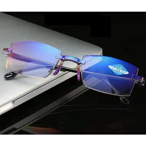 2021 New 1PC Ultralight Rimless Reading Glasses Anti Blue Light Radiation Computer Presbyopia Readers Spectacleso Reader Glasses