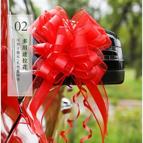 100pcs big cute Large Organza bouquet Valentine Day Pull Bow Ribbons Wedding Car door Decoration Gift Packing Wrap Material