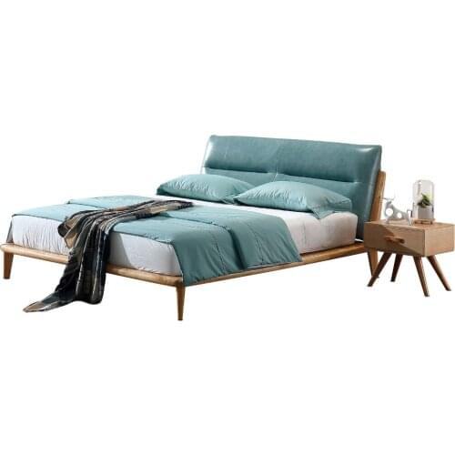 1212H303A Modern Simple Asho solid wood with stable ranked skeleton soft bed-rest large bed frame