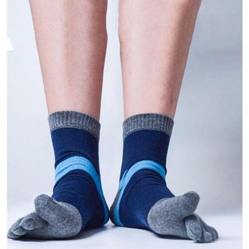 3 Pairs Men Socks In The Tube Comfortable Breathable Fight Color Vintage Toe Socks Breathable Five Fingers Shaping Casual Socks
