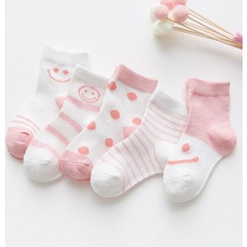 5 Pairs/Lot Children Soft Cotton Socks Boy Girl Baby Infant Newborn Cute Cartoon Mesh For Spring Summer Fashion Kids Gifts CN