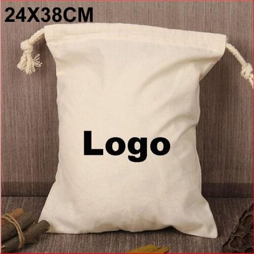 700pcs/lot) size 24x38cm custom cotton string shoe bag with personlized brand logo