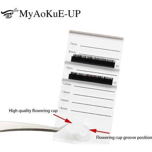 Acrylic 2 in 1 Eyelashes Stand & Blossom cup Pad Glue Pallet Lashes Holder with Tick Mark Fake Lashes Extension Essential Tools