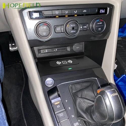 Car wireless charger for Volkswagen Tiguan Allspace MK2 Tharu Atlas 2017 to 2020 power adapter for xiaomi 10 charge panel