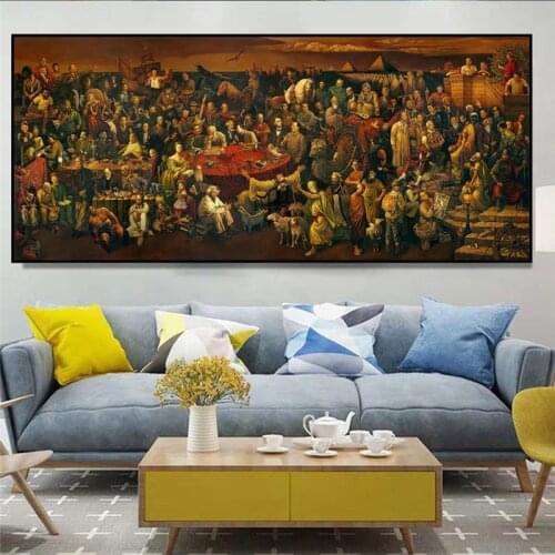 Large Size Canvas Art Famous People Painting Discussing The Divine Comedy With Dante Oil Painting Prints Poster for Living Room