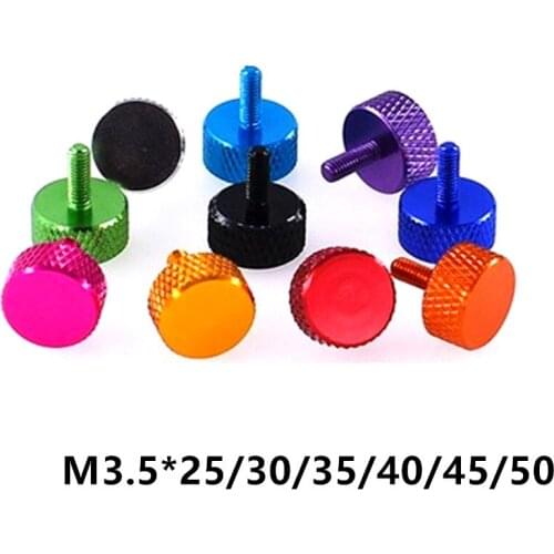 M3.5 * 25/30/35/40/45/50 Colourful Aluminum Alloy Knurled Hand Tighten Thumb Screw for Fixed Screw Hard Drive Screw