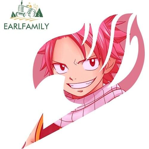EARLFAMILY 13cm x 11.8cm for Anime Fairy Tail Natsu Vinyl Car Stickers JDM Camper Waterproof Scratch-Proof Car Door Protector