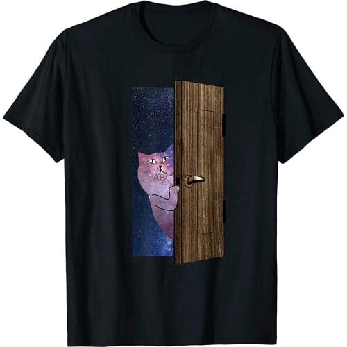 The Cosmos Cat is Calling - Open the Door T-shirt