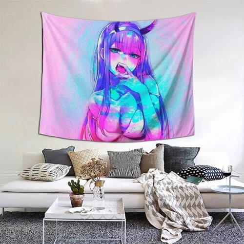 Zero Two Pink Girl 002 Goro Hiro Tapestry Anime Cosplay Tapestry Wall Bedspread Bohemian Psychedelic Decor Blanket For Bedroom