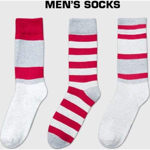 Cotton Men Fashion Funny Autumn Winter Socks Thick Striped Print Happy England High Crew Socks Casual