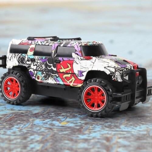 Boy Remote Control Car Toy Graffiti Style R C Steering Wheel Four-Way Drift Sports Model Gifts For Children Birthday Present