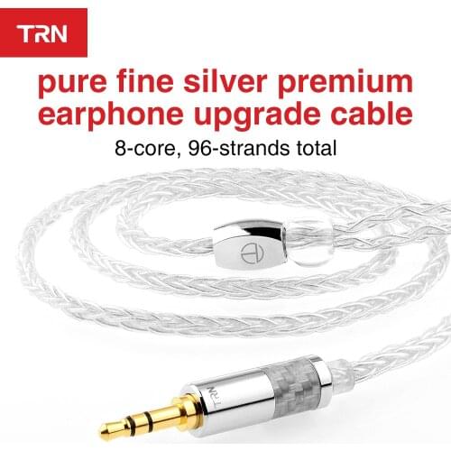 TRN T3 8 Core Pure Silver Cable 2.5/3.5MM With MMCX/2PIN Connector Upgraded Cable For TRN V90 V80 KZZS10 AS10 CCA C16 BLON BL-03