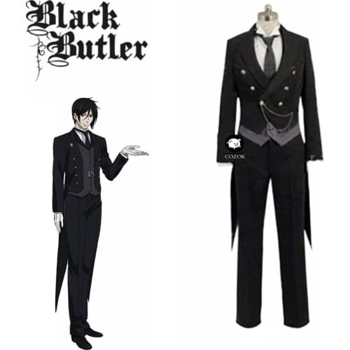 Anime Black Butler 2 Kuroshitsuji Sebastian Michaelis Cosplay Costume Unisex Uniform for Gift Halloween Party Full Set Clothing